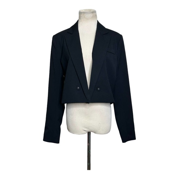 Danielle Bernstein black long sleeves open front jacket size Small - Picture 9 of 10